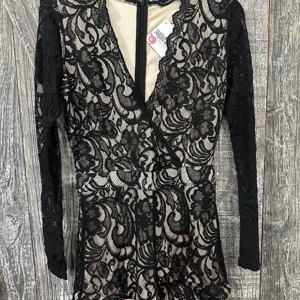 Black Lace Long Sleeve Dress
